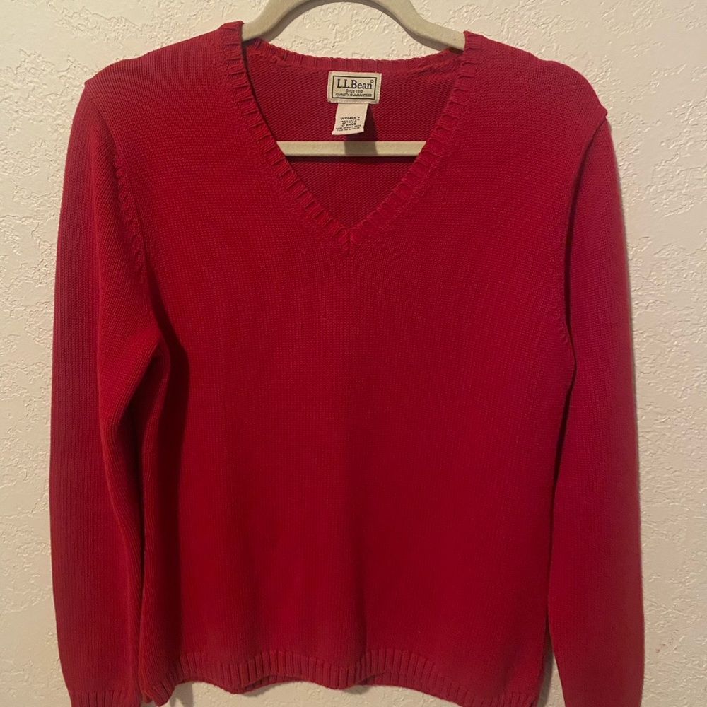 L.L. Bean red v neck sweater LL Bean